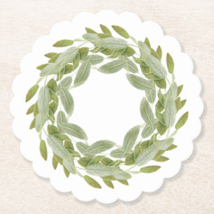 Dessous-de-verre En Papier DESSOUS DE VERRE de papier rond incrusté à la feui