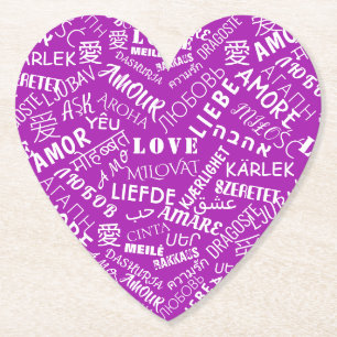 Dessous-de-verre En Papier Dessous de verre de papier texte d'amour multiling