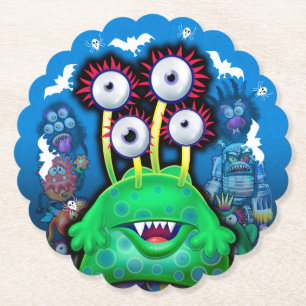 Dessous-de-verre En Papier Dessous de verre d'Halloween Monster Personnalisé.