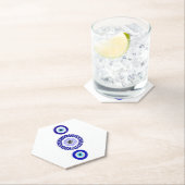 Dessous-de-verre En Papier Dessous de verre d'yeux bleus - Conception hexagon (En situation)