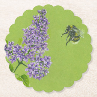 Dessous-de-verre En Papier Dessous de verre en papier avec lilas et bourdons