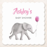 Dessous-de-verre En Papier Dessous de verre en papier Baby shower à ballon à<br><div class="desc">Cet éléphant doux tient son ballon et est prêt à accueillir les invités à votre baby shower. Le design présente mon aquarelle d'origine. Veuillez me contacter si vous souhaitez que la couleur du ballon change,  ou si vous avez besoin d'aide pour customiser votre commande.</div>