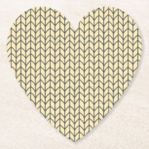DESSOUS-DE-VERRE EN PAPIER DESSOUS DE VERRE EN PAPIER COEUR EN TRICOT CRÈME N