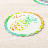 Dessous-de-verre En Papier Dessous de verre en papier d'ananas tropical (Incliné)