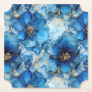 Dessous-de-verre En Papier Dessous de verre en papier floral bleu