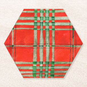 DESSOUS-DE-VERRE EN PAPIER DESSOUS DE VERRE EN PAPIER HEXAGONAL TARTAN ÉCOSSA