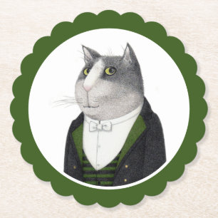 Dessous-de-verre En Papier DESSOUS DE VERRE en papier rond à bascule CAT