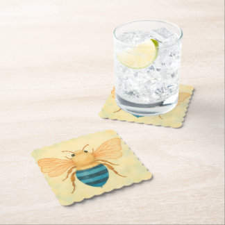 Dessous-de-verre En Papier Dessous de verre en plastique abeille à bandes ble