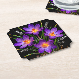 Dessous-de-verre En Papier Dessous de verre floral au crocus pourpre