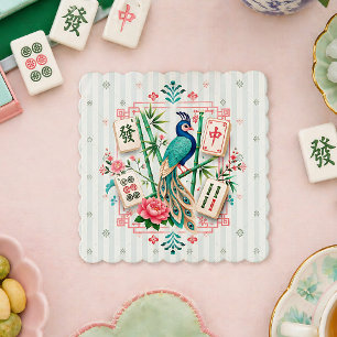 Dessous-de-verre En Papier Dessous de verre floral Mahjong oiseau élégant