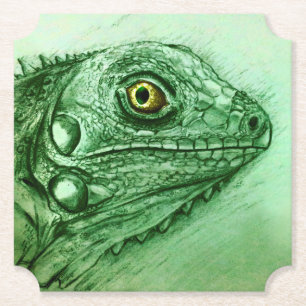 Dessous-de-verre En Papier Dessous de verre formés par iguane vert, dessin