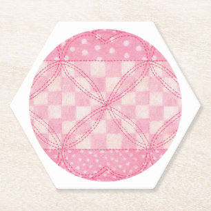 Dessous-de-verre En Papier Dessous de verre Hexagon COEUR ROSE QUILT