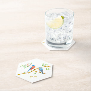 Dessous-de-verre En Papier Dessous de verre hexagonaux aux merles bleus