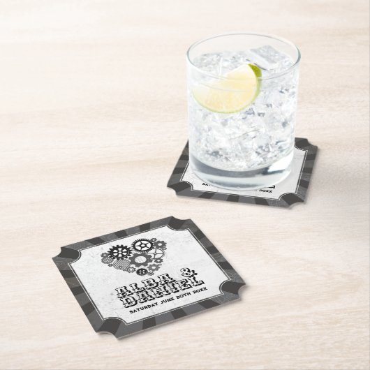 Dessous-de-verre En Papier Dessous de verre Mariage Steampunk Coeurs Mariages (En situation)