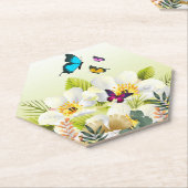 Dessous-de-verre En Papier Dessous de verre Papier à fleurs papillon (Incliné)