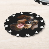 Dessous-de-verre En Papier Dessous de verre papier Dachshund à poils durs (Incliné)