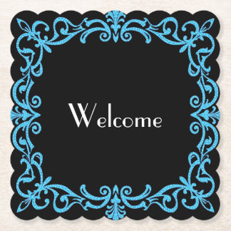 Dessous-de-verre En Papier Dessous de verre papier Fancy Blue Border "Welcome