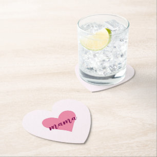 Dessous-de-verre En Papier Dessous de verre Papier Mama en forme de coeur - C