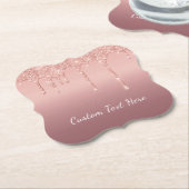 Dessous-de-verre En Papier Dessous de verre papier Parties scintillant or ros (Incliné)