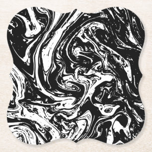 Dessous-de-verre En Papier Dessous de verre papier style noir et Marbre blanc
