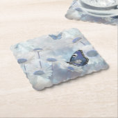 Dessous-de-verre En Papier Dessous de verre papillon bleu (Incliné)