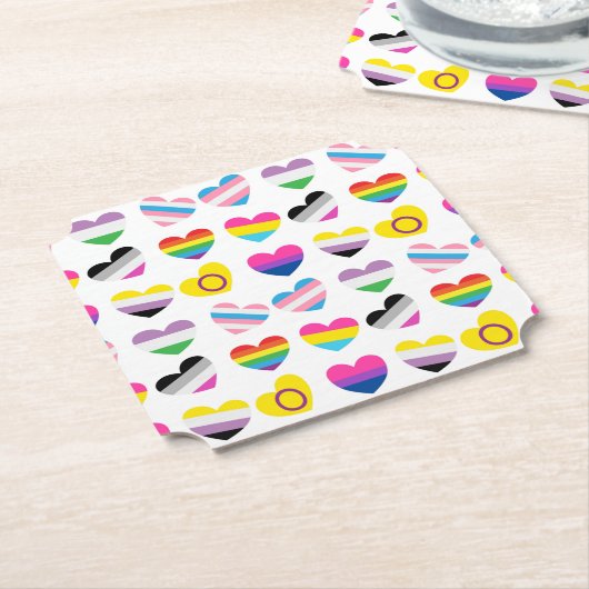 Dessous-de-verre En Papier Dessous de verre Pride Hearts (Incliné)