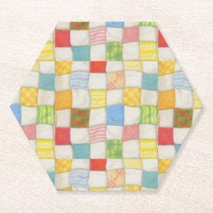 DESSOUS-DE-VERRE EN PAPIER DESSUS-DE-PLACARD EN PATCHWORK DÉJANTÉ EN FORME D'