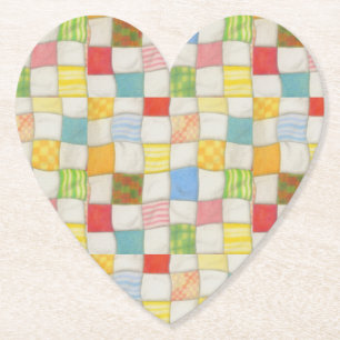 DESSOUS-DE-VERRE EN PAPIER DESSUS DE VERRE EN PAPIER POUR COEUR "CRAZY QUILT"