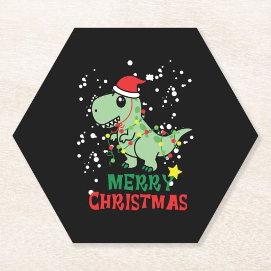 Dessous-de-verre En Papier Dinosaur Joyeux Noël (Devant)