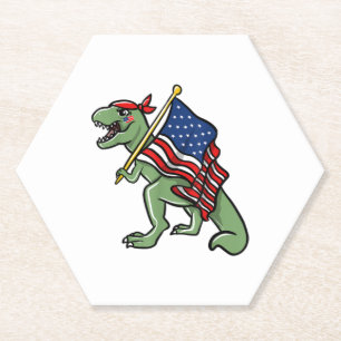 Dessous-de-verre En Papier Dinosaure 4 juillet Drapeau Américain Patriotique