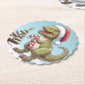 Dessous-de-verre En Papier Dinosaure sucre de canne de Noël mignon (Incliné)