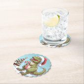 Dessous-de-verre En Papier Dinosaure sucre de canne de Noël mignon (En situation)