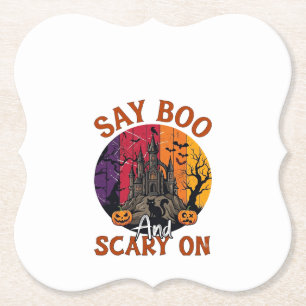 Dessous-de-verre En Papier Dis Boo Halloween effrayant Maison hantée Chat noi