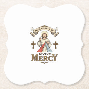 Dessous-de-verre En Papier Divine Mercy Jésus Gravure Vintage T-shirt Religie