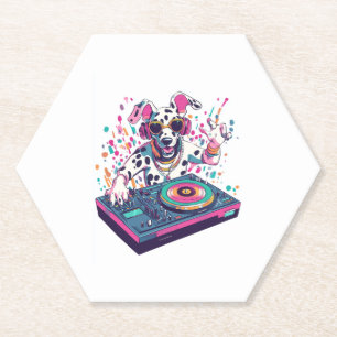 Dessous-de-verre En Papier DJ Dalmatien � EDM Rave Party Chien