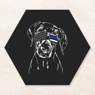Dessous-de-verre En Papier Doberman Pinscher Blue Line Lunettes de soleil K9