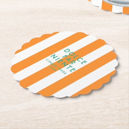 Dessous-de-verre En Papier Dolce Far Niente Cinque Terra Orange Cabana Stripe (Incliné)