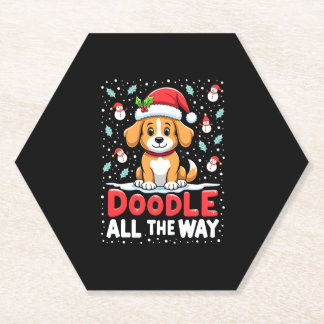 Dessous-de-verre En Papier Doodle tout au long drôle Goldendoodle chapeau de