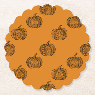 Dessous-de-verre En Papier Doodles d'Halloween boho mandala citrouilles Autom