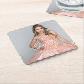 Dessous-de-verre En Papier Douce 16 Photo Deux Couleurs Police (Incliné)