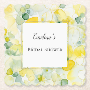 Dessous-de-verre En Papier Douche de Mariage Abstraite Citron Jaune
