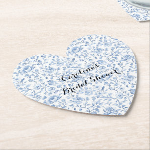 Dessous-de-verre En Papier Douche de Mariage Fleurie Bleue Blanche Romantique