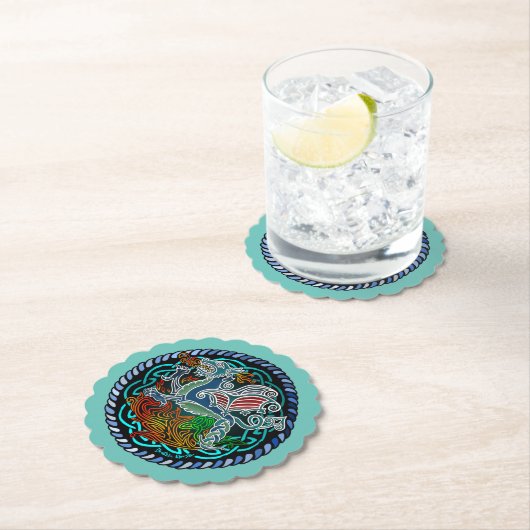 Dessous-de-verre En Papier Dragon celtique (En situation)