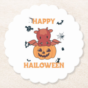 Dessous-de-verre En Papier Dragon En Citrouille Dragon Doux Halloween heureux