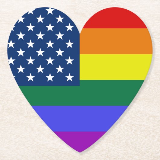 Dessous-de-verre En Papier Drapeau américain LGBT Pride avec étoiles (Devant)