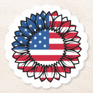 Dessous-de-verre En Papier Drapeau américain Tournesol-32222