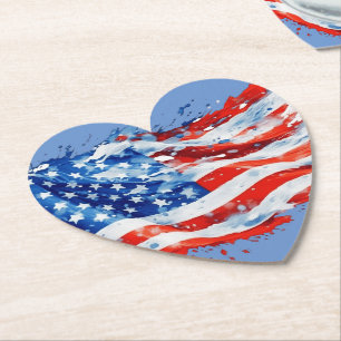 Dessous-de-verre En Papier Drapeau américain USA Aquarelle 4 juillet