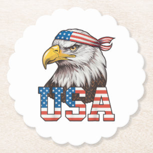 Dessous-de-verre En Papier Drapeau américain USA Hommes Femmes Enfants Aigle