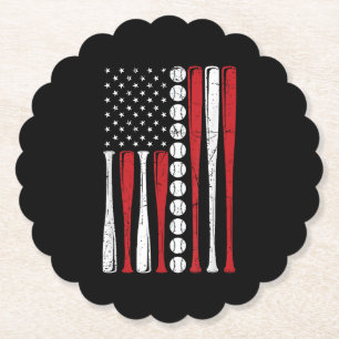 Dessous-de-verre En Papier Drapeau américain vintage de baseball du 4 juillet