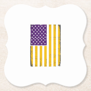 Dessous-de-verre En Papier Drapeau américain violet et or en détresse Vecteur